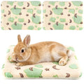 2 Pcs Bunny Bed, Washable Rabbit Bed, Double-Sided Fleece Sleeping Pad for Guinea Pig, Dwarf Rabbit, Chinchilla, Ferret, Hamster, Warm Small Animal Cage Mat, 13x10in, Yellow Star & Moon - color: Yellow Star & Moon