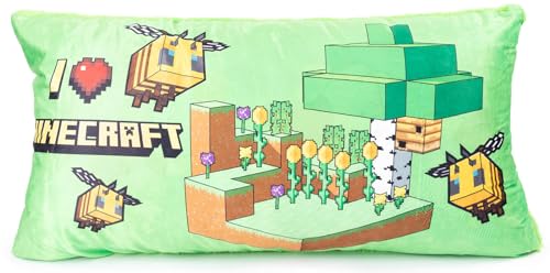 Jay Franco Minecraft Bee Body Pillow Cover - Plush Bed Pillow Cover Measures 36 x 18 Inches, with Sherpa Backing - Kids Super Soft Bedding - color: Green - Minecraft