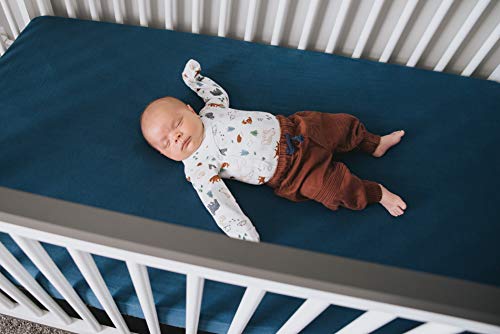 Copper Pearl Premium Knit Baby Crib Sheets for Standard Mattresses, Breathable and Soft, River - color: River