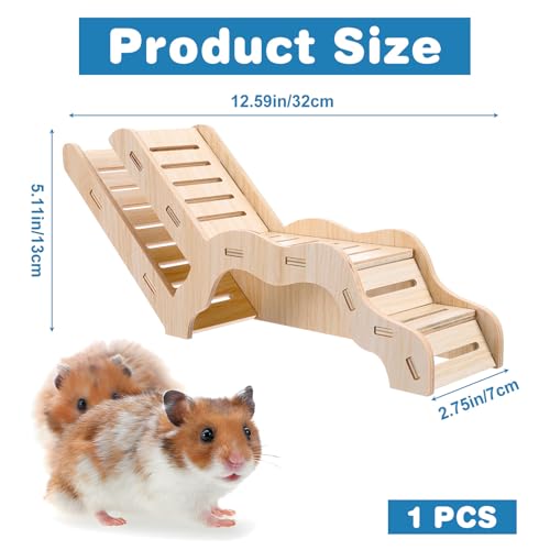 Versatile Hamster Hideout and Exploration Tunnel, Snap-Together Wooden Burrow with Panoramic Window Hamster Explorer for Gerbils Hamsters Small Pets Chew-Safe Cage Enrichment