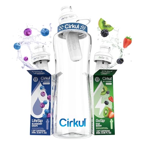 Cirkul 32oz Clear Plastic Bottle with 2 No Sugar, 0 Cal Flavored Water Sips - size: 32oz. Bottle + 2 Cartridges