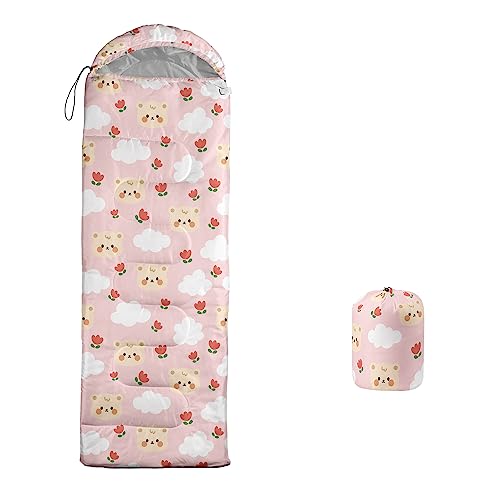 Galaxy Wolf Camping Sleeping Bags Warm & Cool Weather Waterproof Backpacking Blue Purple Starry Sky Sleeping Bag All Seasons Camping, for Adult Kids Boy Girls Camping Gear Equipment, Traveling - color: B-Bear2