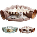 LEFTSTARER 2-in-1 Collapsible Cat Tunnel for Indoor Bed and Hideout - Pet Dog Rabbit Bunny Ferret Tunnel Tubes Toys with Removable Washable Mat, Tower Wheel Stuff - color: 2.Coffee