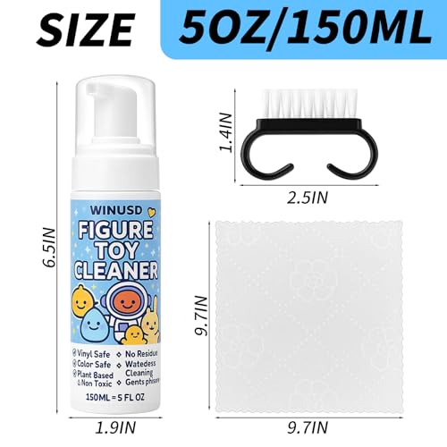 Figure & Plush Toy Cleaner - 5oz Foam Spray for Stuffed Animals & Soft Dolls with Brush & Cloth | No Rinse, Zero Residue, Color-Safe| Safe for Delicate Fabrics & Pets, Christmas Gifts for Plush Lovers