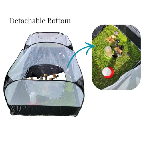 Chicken Brooder with Cord Access Port & Detachable Base, Portable Pop Up Chicken Playpen for Chicks, Foldable Indoor Chicken Coop & Brooder Box, Small Animal Playpen for Rabbits, Puppies, Cats