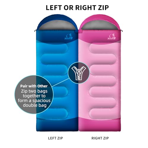 Sleeping Bags for Adults Kids - 3 Season Cold&Warm Weather Waterproof Camping Sleeping Bag - Lightweight Sleeping Bags for Camping Hiking Outdoor Travel - color: Deep light pink
