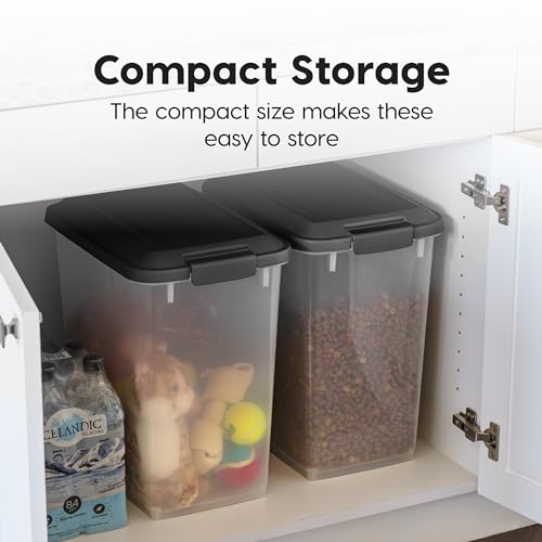 IRIS USA Dog Food Storage Container, 2-Pack, Up to 54 lbs, Black | Made in USA, Comes with Wheels, Airtight Seal, BPA-Free, Bird Seed, Cat food, Cat Litter, Treats, Multi-Pet Use - color: Black, size: 30 lbs - 2 Pack