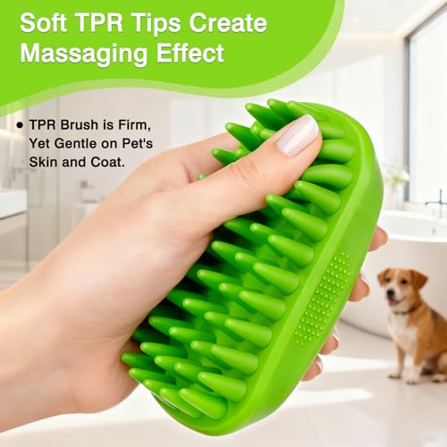 Pet Rubber Bath Brush for Dogs & Cats, Soft TPR Bath Curry Brush with Massage Design for Long and Short Hair Pets