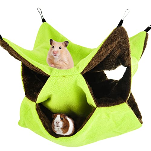 3 Tier Ferret Rat Hammock,Guinea Pig Cage Accessories,11.8x11.8 Inches,Pet Cage Hanging Bunkbed Hammock for Small Animals,Guinea Pig,Ferret,Kitten,Squirrel,Chinchilla,Rat,Parrot - color: green