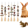 Bunny Chew Toys, Hamster Rabbit Cage Hanging Chew Toys, Natural Apple Wood Bunnies Treats, Improve Small Animal Teeth Health for Guinea Pig Chinchilla Ferret Rats Gerbil (6pcs)