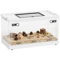 PawHut Hamster Cage Stackable for Dwarf Hamsters 22" x 13" x 12" White | Small Animal Cage, Front Door, Ventilated Gerbil Habitat, for Gerbils, Mice