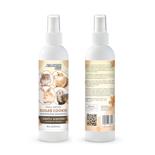 Waterless Shampoo for Small Critters - 8oz Cruelty Free Dry Shampoo - No Rinse for Pet Ferrets, Guinea Pigs, Hedgehogs, Sugar Gliders, Rabbits & Hamsters (8 oz, Light Sugar Cookie)