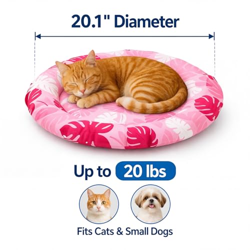 Drydiet Pet Cooling Mat for Cats & Small Dogs, Gel Pad, Washable, 20.1 in | No water or refrigeration needed; washable, scratch-resistant gel mat keeps cats and small dogs cool indoors or outdoors. - color: Pink