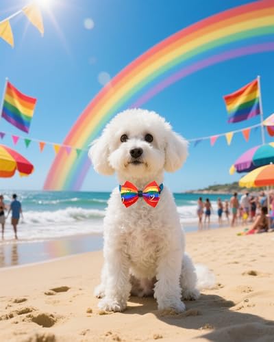 PET SHOW 4pcs Small Dogs Collar Flowers and Bows Charms For Festival Holiday Party Cats Rabbits Slides on Collars Leashes Puppies Medium Dog Collar Attachment - color: Rainbow-4pcs