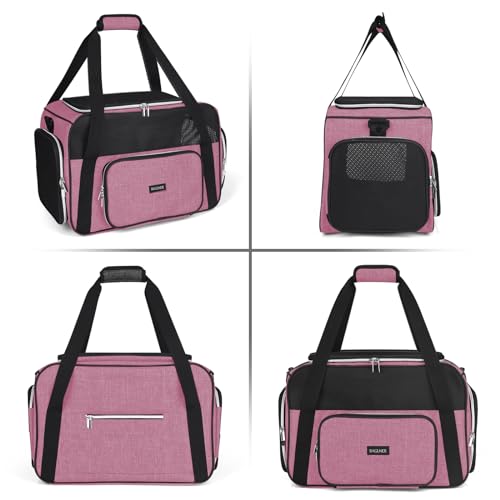 BAGLHER Pet Travel Carrier, Cat Carriers Dog Carrier for Small Medium Cats Dogs Puppies, Airline Approved Small Dog Carrier Soft Sided, Collapsible Puppy Carrier - color: Pink