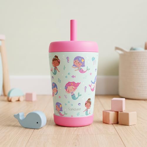 SANDJEST Mermaid Insulated Sippy Tumbler 12 Oz, Gift for Birthday, Christmas & Back to School - color: Mermaid 3