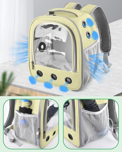 DBNESS Guinea Pig Carrier Backpack, Portable Rabbit Travel Carring Bag for Pet Bunny Chinchilla Bearded Dragon Hamster Parrot Outgoing Pouch Case with Water Bottle Holder & Detachable Pad (Khaki) - color: khaki