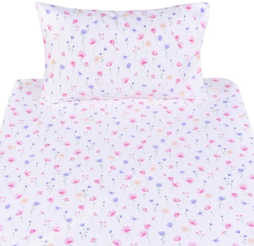 Scientific Sleep Flowers Dancing in The Wind Pink Boys Girls 100% Cotton 3 Pcs Twin Bed Sheet Set Kids Toddler Teen, Flat Sheet & Fitted Sheet & Pillowcase Kids Bedding Set (Flowers, Twin) - color: Flowers, size: Twin