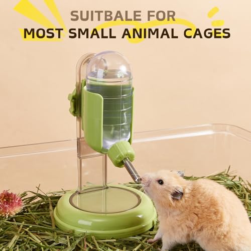 Hamster Water Bottle with Stand, 4oz Water Dispenser for Syrian Dwarf Hamsters Gerbils Mice Rats Degus (Green) - color: Green