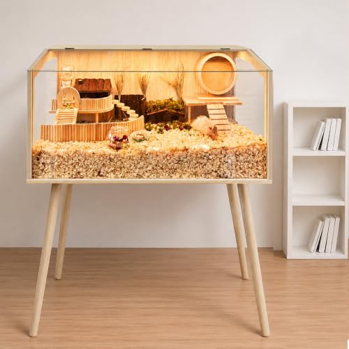 PROLEE Hamster Cage with Legs, Guinea Pig Cages Chew Proof, Hamster House, Hamster Cages and Habitats with Lockable Design, Small Animal Cage, 32" L x 16" W x 40" H - size: 32.0"L x 16.0"W x 40.0"H