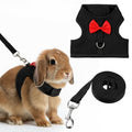Bunny Harness and Leash Set Cute Bow Rabbit Leash Harness Set Escape Proof | Rabbit Vest Soft Breathable Mesh Walking Gear for Rabbits, Kittens, Ferrets, Guinea Pigs, Black, M