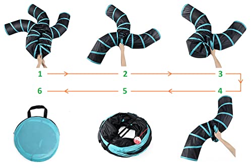 Cat Tunnels, Pet Ferret Rabbit Bunny Tunnels Tubes Subway Habitats, S-Style, DIY Cat Peekaboo Maze House Tent Bed, Kitten Interactive Toy (S Type: 5 Way Tubes) - size: S Type: 5 Way Tubes