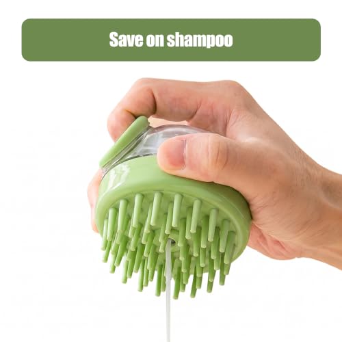 5PC pet grooming bath brush set - silicone massage brush with shampoo dispenser - suitable for dogs and cats for bathing, removing loose hair, and oral cleaning (Verdant) - color: Verdant
