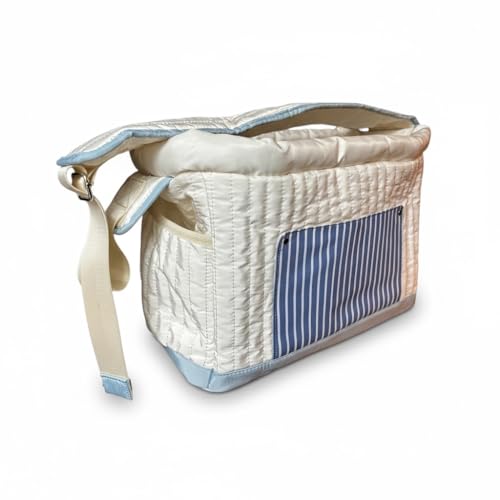 Tristan Home Luxury Quilted Pet Carrier Tote Bag, Waterproof, Adjustable Shoulder Strap, 42cm x 28cm x 20cm, Cream White - color: Cream White