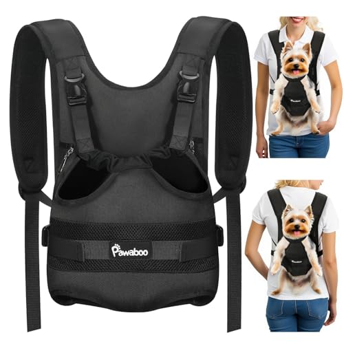 Pawaboo Pet Front Carrier Backpacks for Small Medium Dogs | Legs Out Easy-fit,Adjustable Straps,Hands-free,for Travel Hiking Cycling Camping AA-Black S - color: AA-Black, style: Small (Pack of 1)