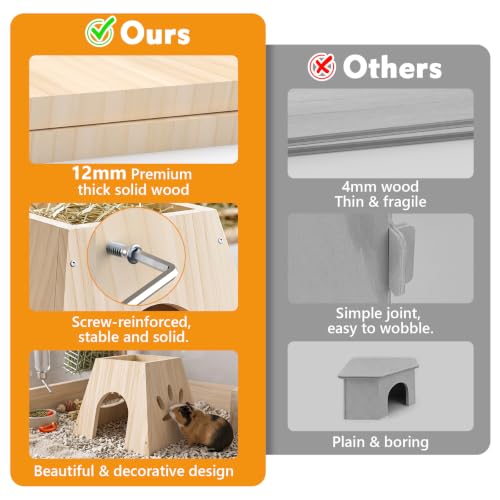XiaZ Guinea Pig Hideout,Cute Guinea Pig House,Sturdy Small Animal House with Large Front Cave, Side Ventilation Holes, Thick Durable Wood,Habitat Hideout for Dwarf Rabbit, Hamster, Chinchilla - size: style1:7.5 x 9.4 x 9.4 inches