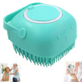 Pet Bath Brush, Silicone Massage Bristle Pet Shower Scrubber for Grooming & Massaging – Suitable for Long & Short Haired Dogs, Cats, and Small Pets/Blue - color: blue