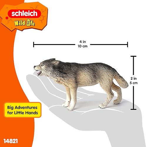 Schleich Wild Life Realistic Prowling Gray Wolf Figurine - Durable North American Forest Animal Figure for Kids, Perfect Toy for Fun and Imaginative Adventures, Gift for Boys and Girls Ages 3+ - style: Gray Wolf
