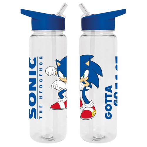Sonic the Hedgehog 700ml Plastic Kids Water Bottle - Official Merchandise, Gotta Go Fast Design