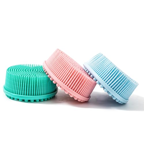 Premium Sensory Brushes for Kids or Autism,Soft Silicone Body Scrubber,2 in 1 Sensory Room Occupational Therapy,Silicone Loofah,Pets Shower Brush Bath Brush Shampoo Brush (3pcs(Big Oval)) - color: 3pcs(big Oval)