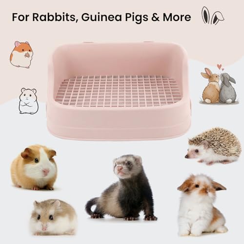 Large Rabbit Litter Box, Bunny Litter Box, Removable Top and Base, Pink | Removable Top and Bottom, Easy to Assemble and Clean, Suitable for Adult Rabbits, Guinea Pigs and Other Small Pets - color: Pink, size: 17.8" × 11.8" × 7.5"