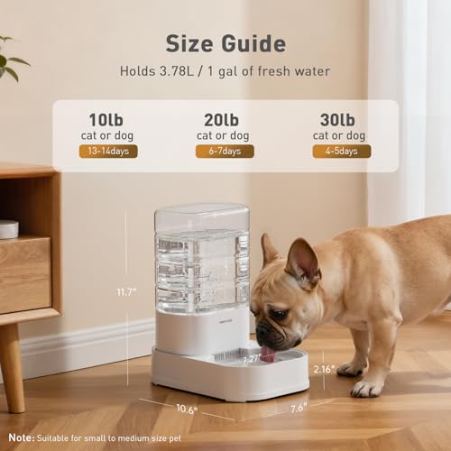 Gravity Dog Water Bowl Dispenser with 6 pcs Filters 1 Gallon/3.78L Automatic Pet Water Dispenser for Dogs Gravity Water Bowl for Cats - color: Waterer + 6 Filters