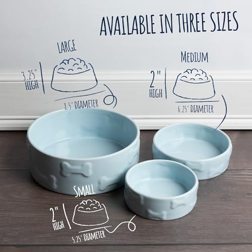Ceramic Dog Bowl, Blue, Small | Durable Food and Water Dish | Stylish Manor Design | Easy-Clean, Dishwasher Safe - color: Blue, size: Small