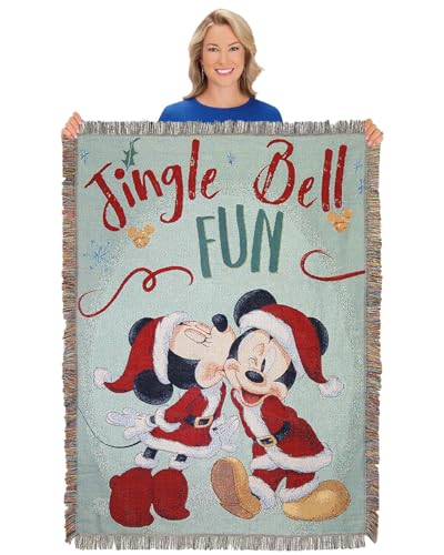 Northwest Mickey Mouse Woven Tapestry Throw Blanket, 48" x 60", Jingle Bell Fun - color: Jingle Bell Fun