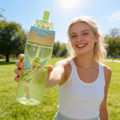 Bioworld Tinker Bell Character Art Green 24 Oz Plastic Water Bottle With Dual Spout Lid - color: Tinker Bell Character Art Green