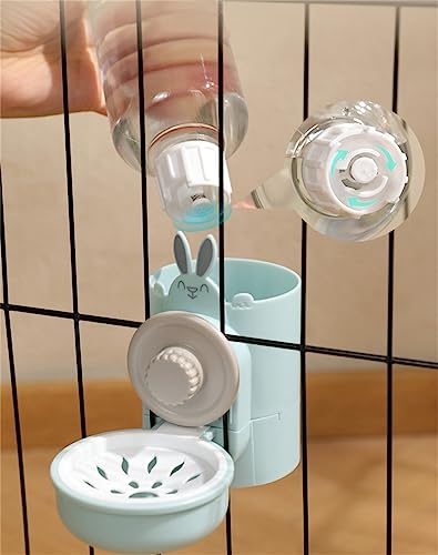 Cage Hanging Automatic Bunny Food Water Dispenser Gravity Rabbit Feeder and Water Bowl Ferret Cages Accessories, Cage Cat Food Bowl for Chinchilla Guinea Pig Hedgehog (Water Bowls Light Blue) - color: Water Bowls Light Blue
