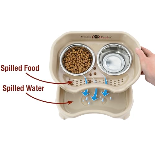 Neater Feeder Express Mess Proof Dog Bowls Elevated for Small Breeds Under 15 Lb, Made in USA, No Spill Raised Dog Food Bowl Stand, Stainless Steel Food and Water Bowl Set, Feeding Station, Almond - color: Almond, size: Small w/ Standard Bowls