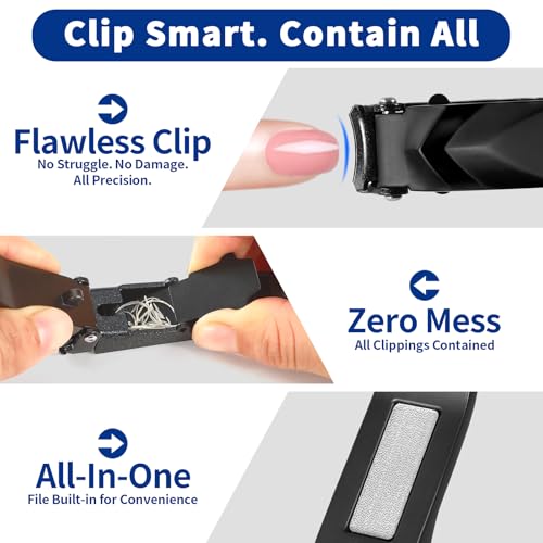No Mess Nail Clippers with Catcher - Self-Collecting Fingernail & Toenail | Patented anti-splash catcher. Professional ultra-sharp stainless steel blades. Rust-resistant. Great for gifting & travel. - color: Champagne