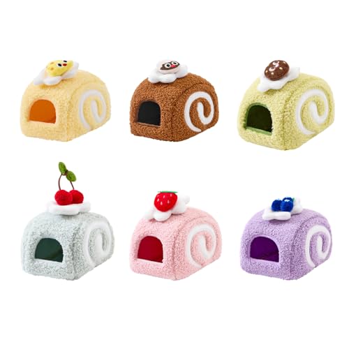 Generic Small Animal Bed, Swiss Roll Shape, Multicolor, Cotton & Velvet, Hamster, Mouse, Chinchilla, 4"D x 3"W x 3"H - color: Chocolate roll, size: Small
