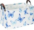 NTAOHAMPER Rectangular Blue Butterfly Storage Basket,baptism basket for favors,Collapsible Gift Basket with Handles,Kids Toys/Books Box(Blue Butterfly) - color: Blue Butterfly