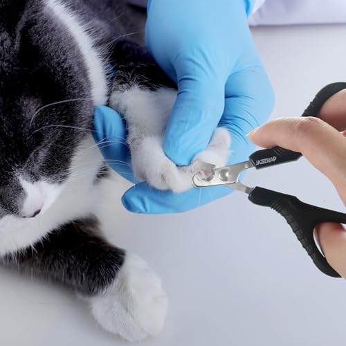 JAZZZNAP Cat Nail Clippers, 2Pcs Pet Nail Trimmers, Black | Pet Nail Cutter for Cat, Puppies, Birds, Curved and Flat Tips, Non-Slip Handle