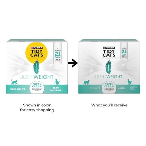 Purina Tidy Cats Lightweight Free and Clean Unscented, Multi-Cat, Clumping, 99.9 Percent Dust Free Cat Litter - 12 lb. Box - size: 12 Pound (Pack of 1)