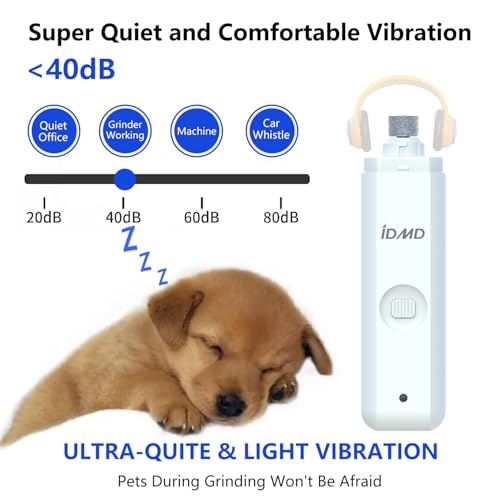 Dog Nail Trimmers with Light for All Breeds | Dog Nail Grinder Quiet | Dog Nail Trimmers- 2-Speed Dog Nail Grinder With LED Lighting & Type-c USB Rechargeable Quiet pet Nail Grinder for Dogs/Cats