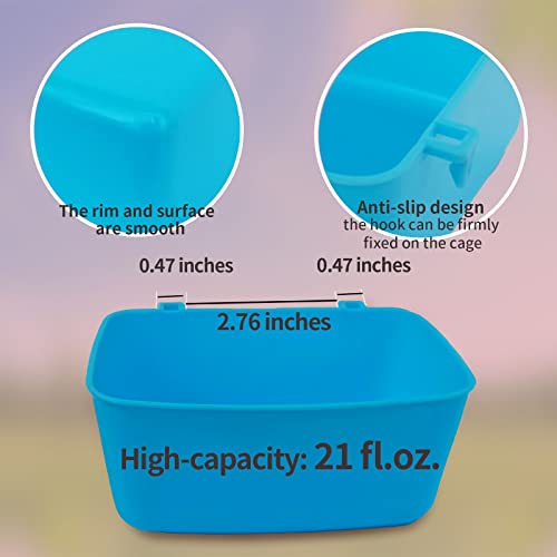 12 Pack Feeder Waterer Chicken 21 oz Food Water Cage Cups Rabbit Puppy Cat Hanging Feeding Dish Coop Bowl Watering Container Treats Drinker for Pigeon Bird Bath Basin Hamster Bed - color: 21 OZ Pack of 12 Blue