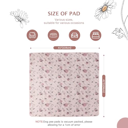 IEUUMLER Washable Pee Pads for Dogs, 2 Pack Non-Slip & Waterproof Pack Whelping Pad, Reusable Washable Puppy Potty Training Pad with Fast Absorbent for Playpen EU007 (Pink Daisy, 41"X41"-2pcs) - size: 41"X41"-2pcs