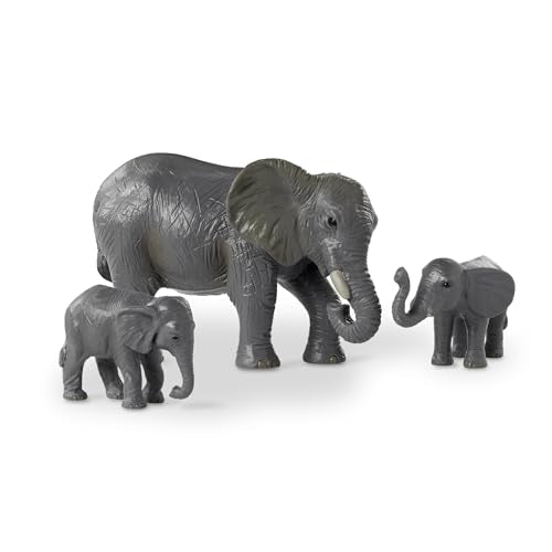 Terra by Battat African Elephant Animal Toys Family, 4 Figurines, Animals | 4 realistic plastic safari animal figures with 2 adult African elephants and 2 calves for pretend play, collecting, 3+ Years - style: African Elephant Family
